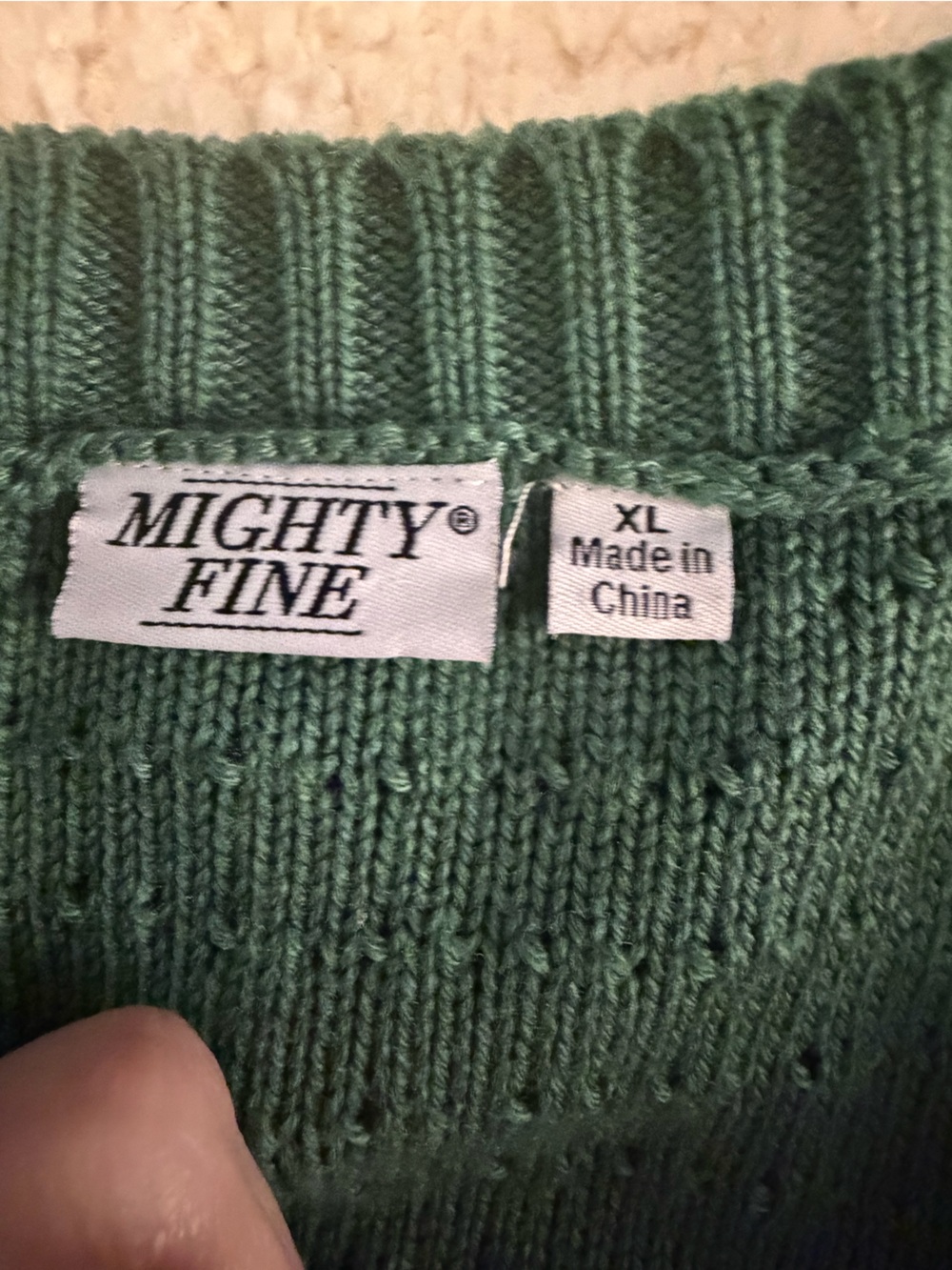 Mighty Fine Green Loop-Knit Cardigan with Pearl Accents - Picture 5 of 8